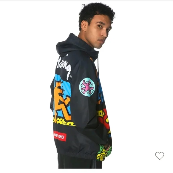 Keith Haring×Menbars Onlyコラボナイロンジャケット黒　M Keith Haring x Members Only Windbreaker Jacket - Men's Size